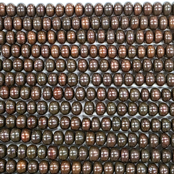 FRESHWATER PEARL RONDELLE 6-7MM  DARK CHOCOLATE BROWN
